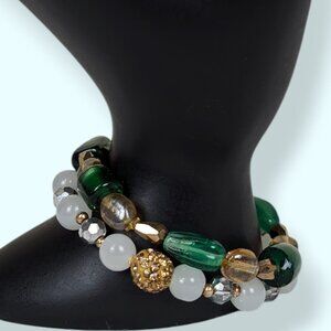 Set of 2 Glass Beaded Stretch Bracelets